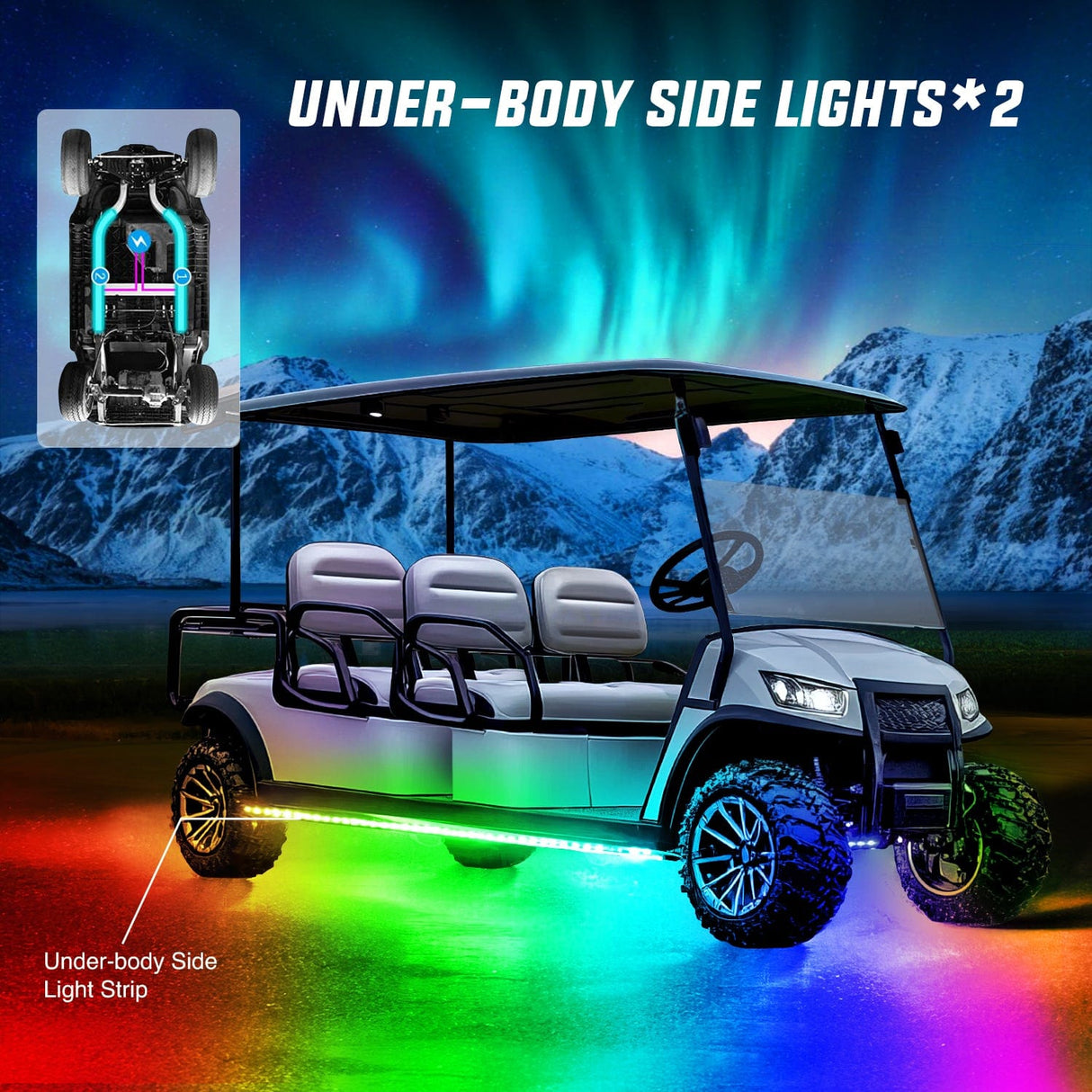 2Pcs Golf Cart Underglow Light Kit for EZGO Yamaha Club Car