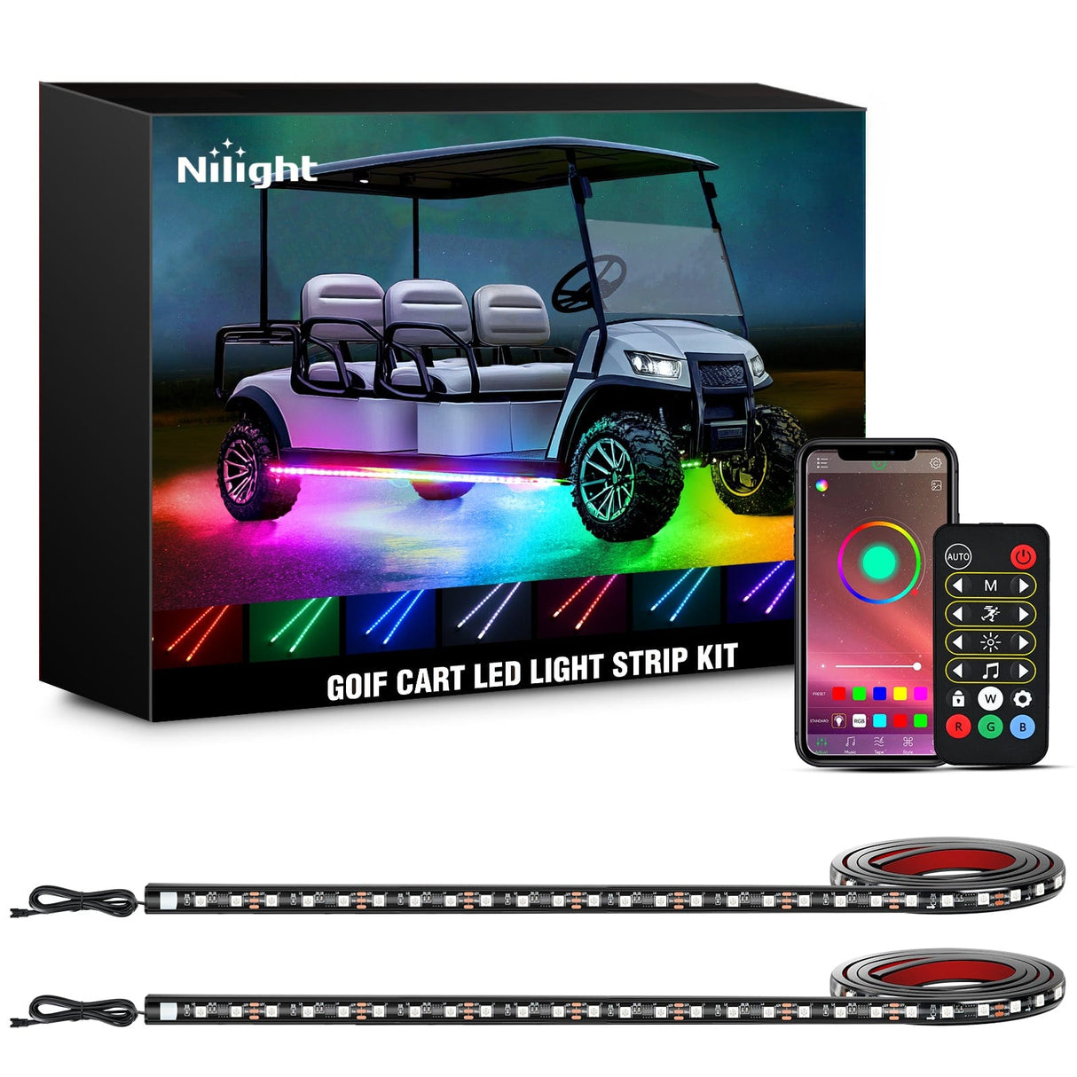 2Pcs Golf Cart Underglow Light Kit for EZGO Yamaha Club Car