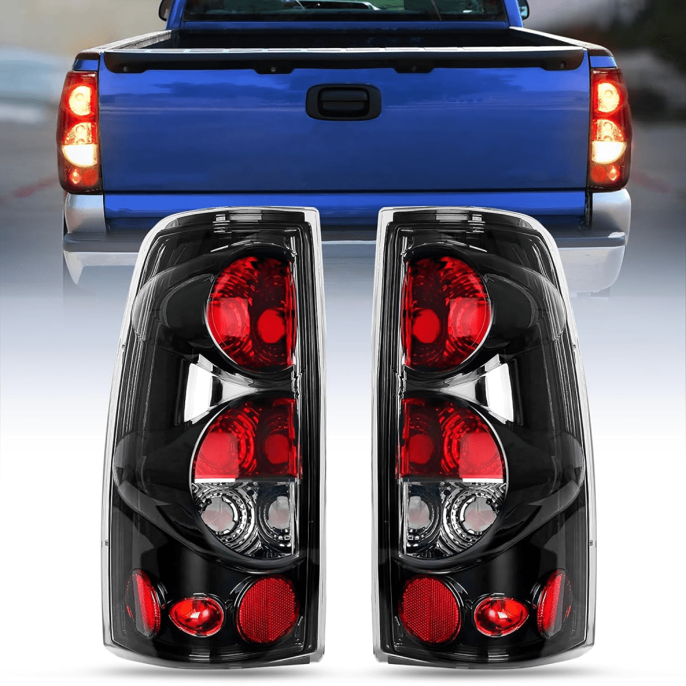 1999-2007 Chevy Silverado 1999-2002 GMC Sierra Taillight Assembly Rear Lamp Classic Body OE Style Black Housing Clear Lens Nilight