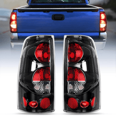 1999-2007 Chevy Silverado 1999-2002 GMC Sierra Taillight Assembly Rear Lamp Classic Body OE Style Black Housing Clear Lens