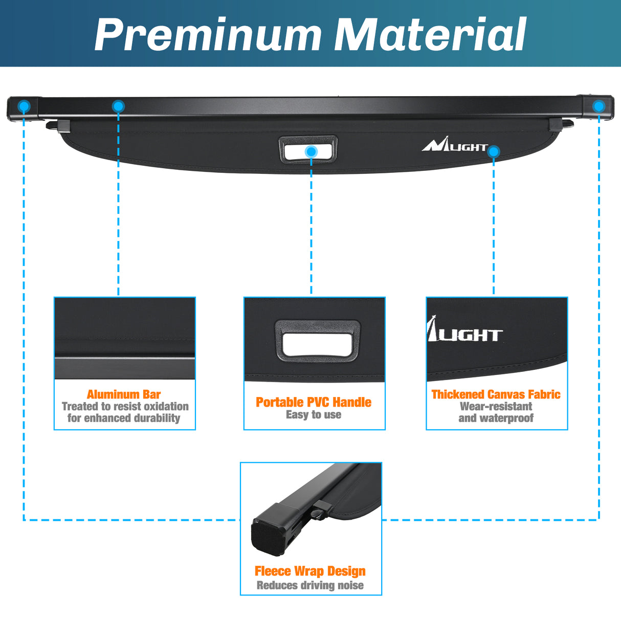 Nilight Trunk Cargo Cover for Toyota Venza 2021 2022 2023 2024, Retractable Security Shade Rear Cargo Cover, with Trunk Storage Net