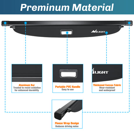 Nilight Trunk Cargo Cover for Toyota Venza 2021 2022 2023 2024, Retractable Security Shade Rear Cargo Cover, with Trunk Storage Net