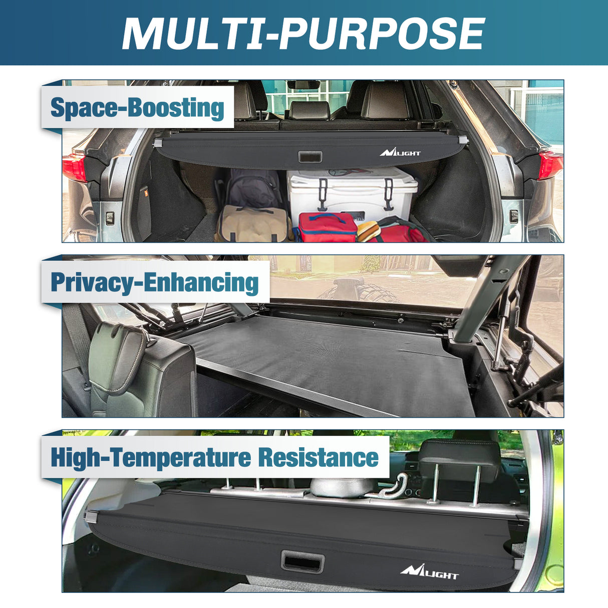 Nilight Trunk Cargo Cover for Toyota Venza 2021 2022 2023 2024, Retractable Security Shade Rear Cargo Cover, with Trunk Storage Net