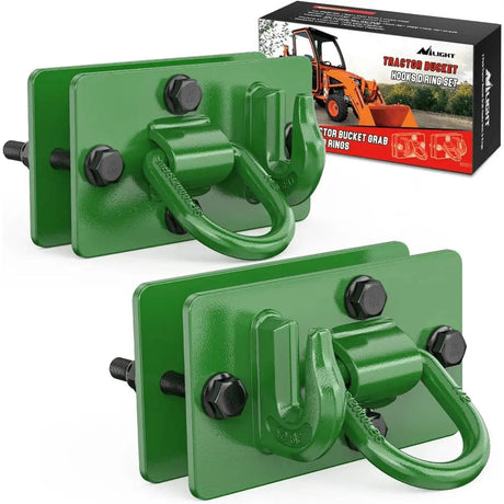 Tractor Bucket Hooks with Tie Down Ring Green (Pair) Nilight