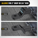 Trailer Hitch Ball Mount with 5/8in Hitch Pin Clip Fits 2in Receiver Square 7500 lbs 2in Drop 3/4in Rise Nilight