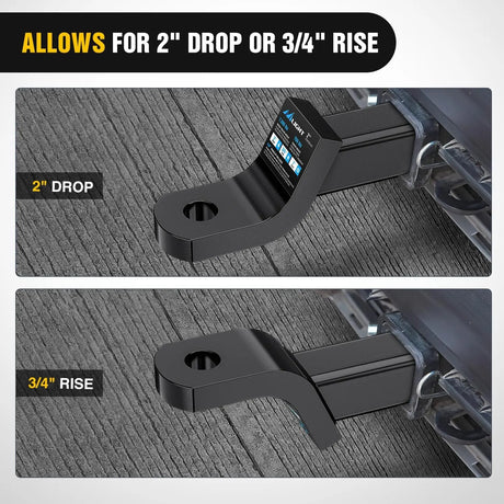 Trailer Hitch Ball Mount with 5/8in Hitch Pin Clip Fits 2in Receiver Square 7500 lbs 2in Drop 3/4in Rise Nilight