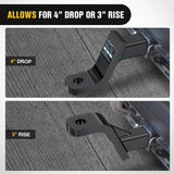 Trailer Hitch Ball Mount with 5/8in Hitch Pin Clip Fits 2in Receiver Square 7500 lbs 4in Drop 3in Rise Nilight