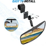 UTV Rear View Mirror 12in Wide Clear Convex Center Mirror with 3/4in 1.75in to 2in Clamps for Polaris RZR PRO XP R Pioneer 1000 Can Am Maverick X3 Kawasaki Nilight