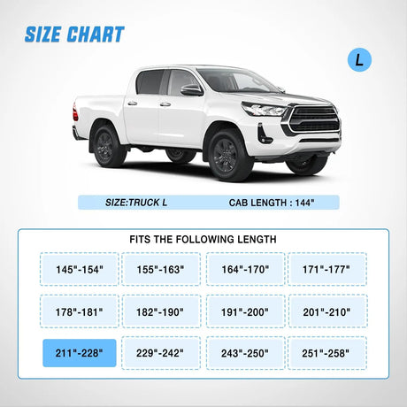 Universal Fit for Truck (Up to 228in Max Cab Length 144in) Car Cover UV Protection Nilight