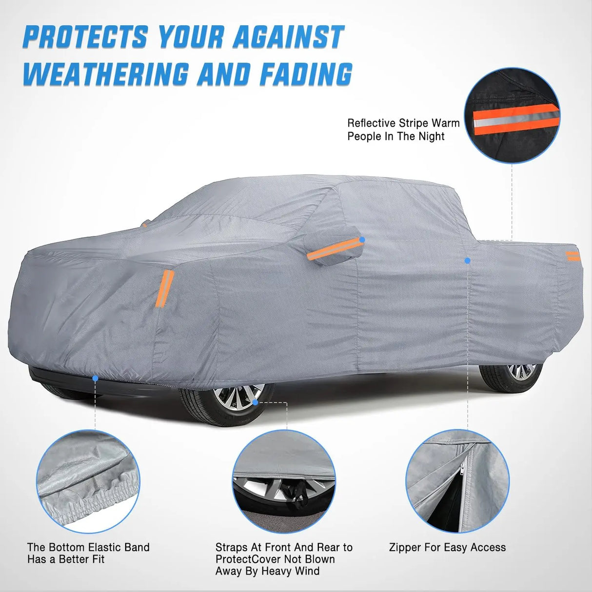 Universal Fit for Truck (Up to 250in Max Cab Length 154in) Car Cover UV Protection Nilight