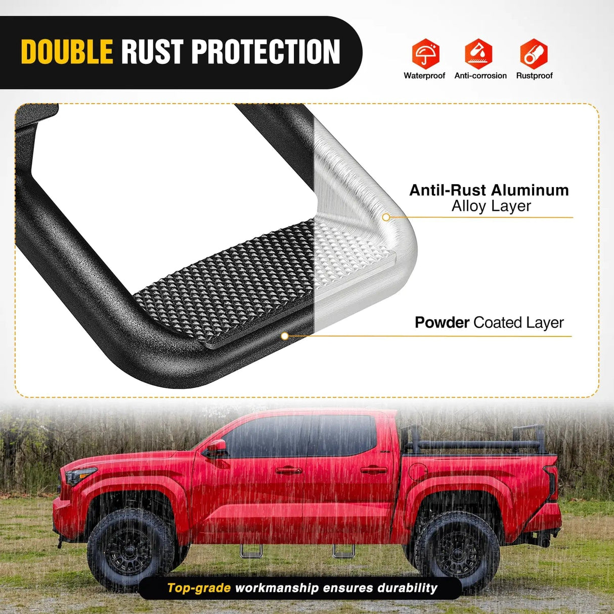 Universal Side Step Slip-Proof Aluminum Nerf Bars For Chevy Ford Toyota GMC Dodge RAM Truck 2PCS Nilight