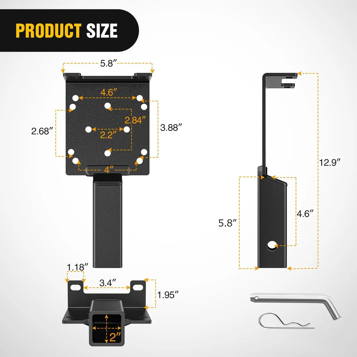 Universal Trailer Hitch Winch Mounting Plate with 2inch Receiver Nilight