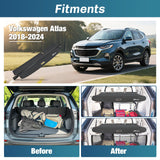 Nillight Trunk Cargo Cover  for VW Volkswagen Atlas 2018 2019 2020 2021 2022 2023 2024 2025, Retractable Privacy Security Shield Shade Rear Trunk Cover, with Trunk Storage Net
