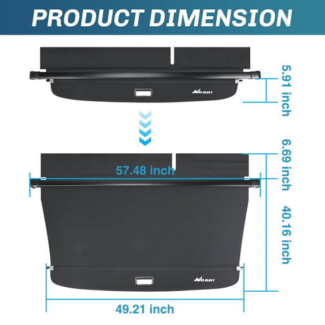 Nillight Trunk Cargo Cover  for VW Volkswagen Atlas 2018 2019 2020 2021 2022 2023 2024 2025, Retractable Privacy Security Shield Shade Rear Trunk Cover, with Trunk Storage Net