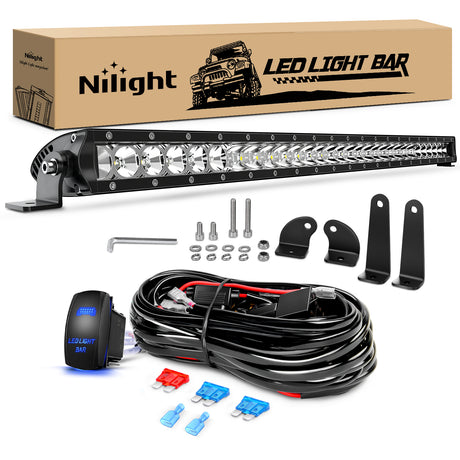 Nilight LED Light Bar 31inch 150W Spot Flood Combo Super Slim 14500LM Off Road 3D LED Driving Off Road Lights with Wiring Harness Kit-1 Lead for Trucks Pickup SUV ATV UTV Boat 4x4 Van Camper