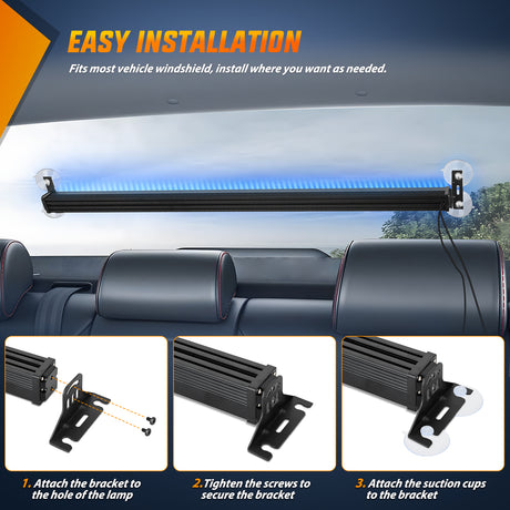 Nilight 144LED Traffic Advisor Strobe Light Bar with Controller Blue Emergency Warning Lights Hazard Interior Front/Rear Windshield Flashing for Cars Plow Trucks Construction Vehicles