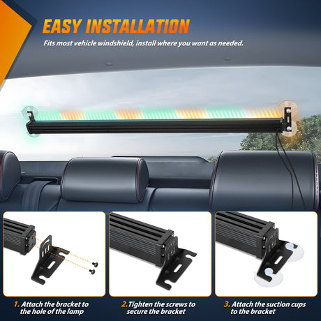 Nilight 144LED Traffic Advisor Strobe Light Bar with Controller Amber Green Emergency Warning Lights Hazard Interior Front/Rear Windshield Flashing for Cars Plow Trucks Construction Vehicles