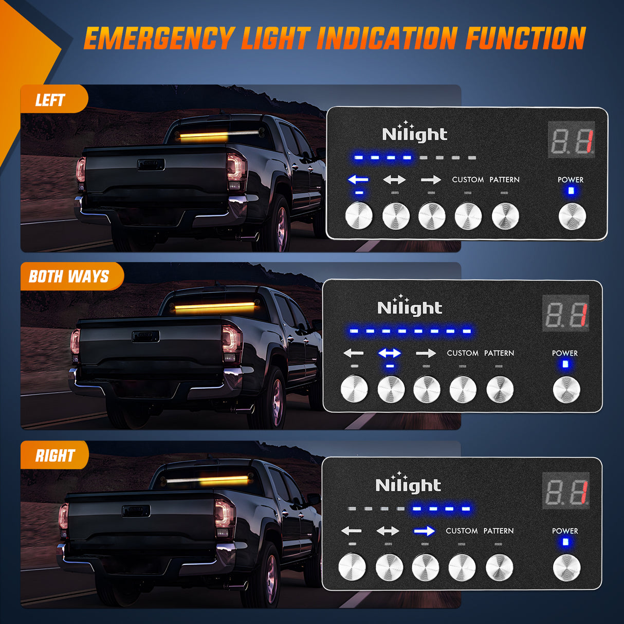 Nilight 144LED Traffic Advisor Strobe Light Bar with Controller Amber Emergency Warning Hazard Interior/Front/Rear Windshield Flashing for Cars Plow Trucks Construction Vehicles