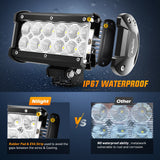 6.5 Inch 36W 1260LM Double Row Flood Led Light Bars with Amber/Black Covers (Pair)