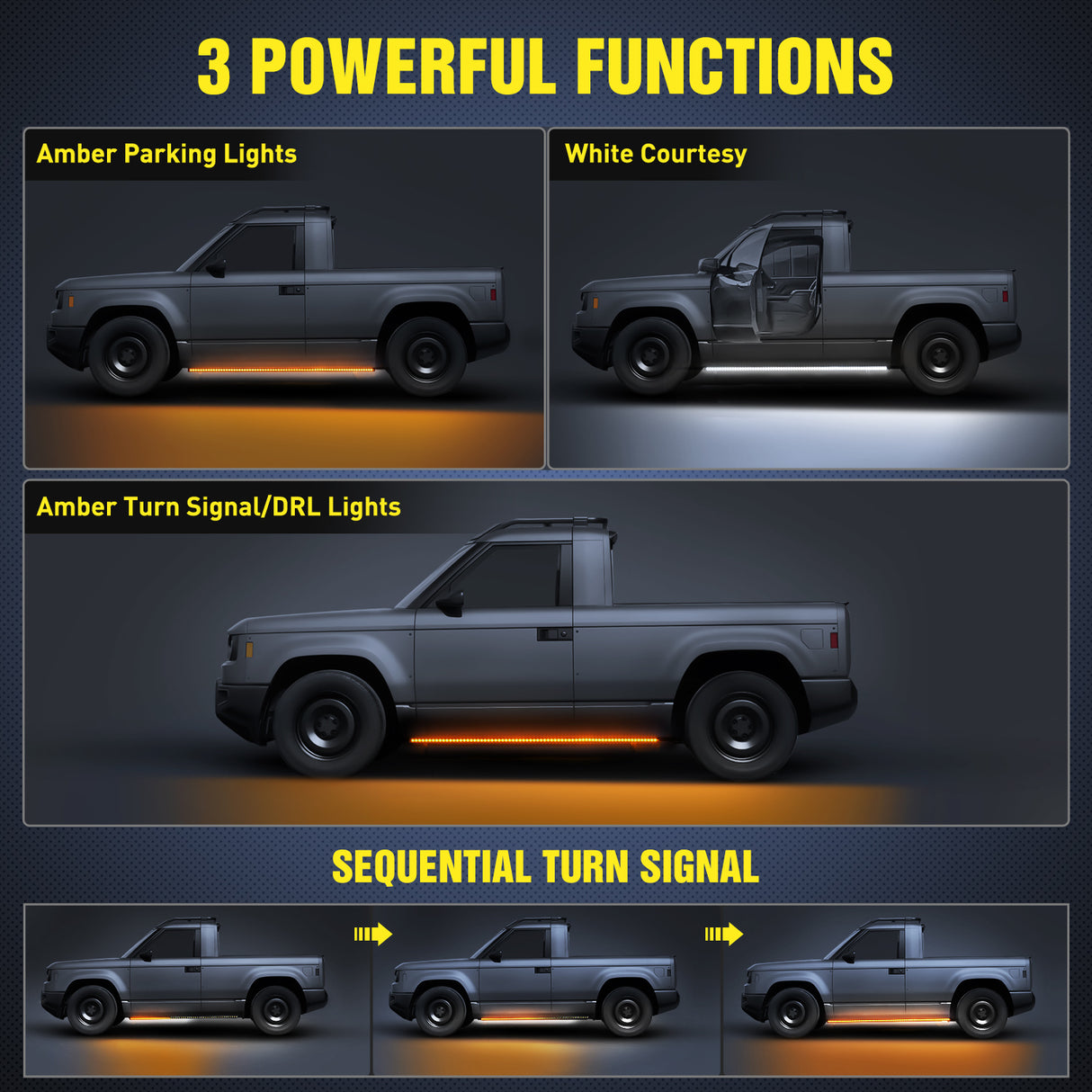 Nilight 48inch Truck LED Running Board Lights 2 PCS Side Maker Light with White Courtesy & Sequential Amber Turn Signal Lighting Strips Kit for Trucks Pickup SUV