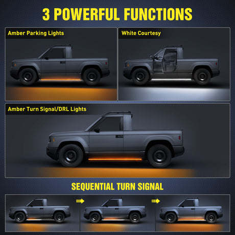 Nilight 48inch Truck LED Running Board Lights 2 PCS Side Maker Light with White Courtesy & Sequential Amber Turn Signal Lighting Strips Kit for Trucks Pickup SUV