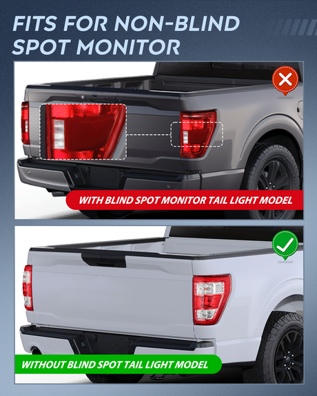Nilight Taillight Assembly Compatible with 2021 2022 2023 Ford F150 XL Non Blind Spot Tail Light Model Rear Lamp Replacement OE Style halogen bulbs Passenger Side