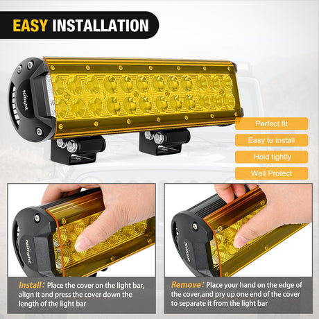 Nilight 2Pcs 12 inch Amber Light Bar Cover