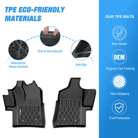 Floor Mat TPE Floor Mats for Ford Transit 150 250 350 350HD Vinyl Floor 2022 2023 2024 2025 2026 (Not for Connect) All Weather Custom Fit Heavy Duty Floor Liners