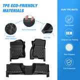 Floor Mat TPE Floor Mats for Chevy Silverado GMC Sierra 1500 Crew Cab 2007-2013, Silverado GMC Sierra 2500 3500 2007 2008 2009 2010 2011 2012 2013 2014 All Weather Custom Fit Heavy Duty Floor Liners