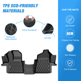 Floor Mat TPE Floor Mats for Ford Transit 150 250 350 350HD w/Carpet Flooring (No for Connect) 2015 2016 2017 2018 2019 2020 2021 All Weather Custom Fit Heavy Duty Floor Liners