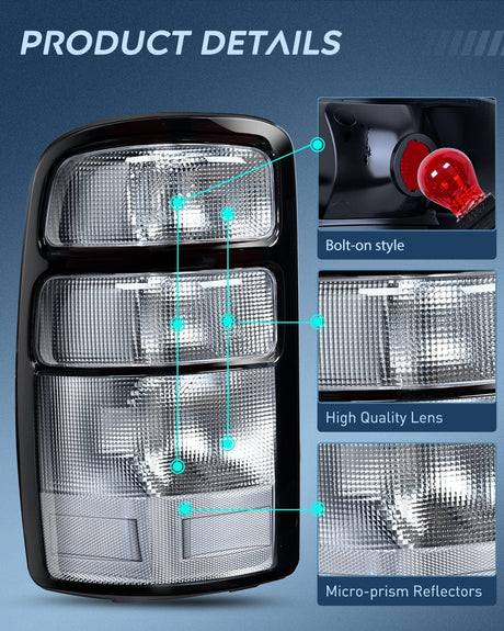 Nilight Taillight Assembly Compatible with 2000 2001 2002 2003 2004 2005 2006 Chevy Tahoe Suburban GMC Yukon Tail Light OE Style Rear Lamp Replacement Driver and Passenger Side
