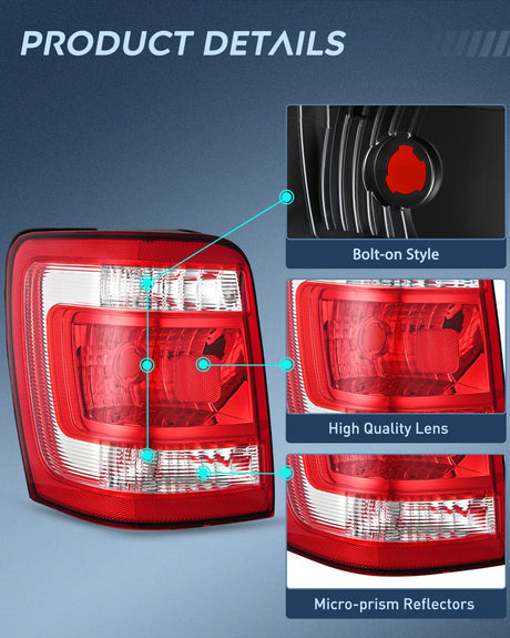 Nilight Taillight Assembly Compatible with 2008 2009 2010 2011 2012 Ford Escape Tail Lights Rear Lamp Replacement OE Style Driver and Passenger Side