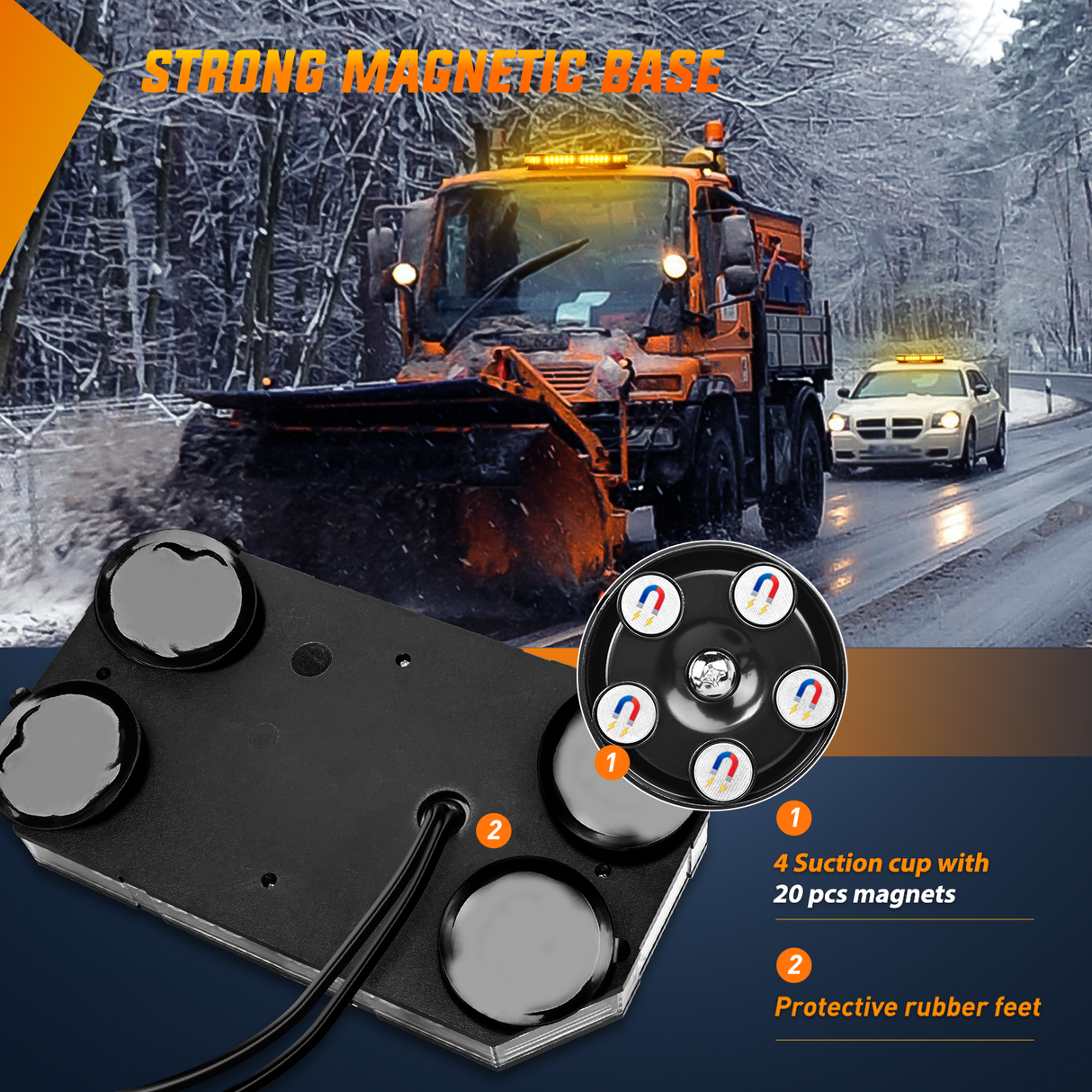 Nilight 42 LED Roof Top Strobe Lights Hazard Emergency Safety Warning Flashing Light Bar w/Control Panel Magnetic Mount 12V 24V Car Truck Tractor Snow Plow Construction Vehicles