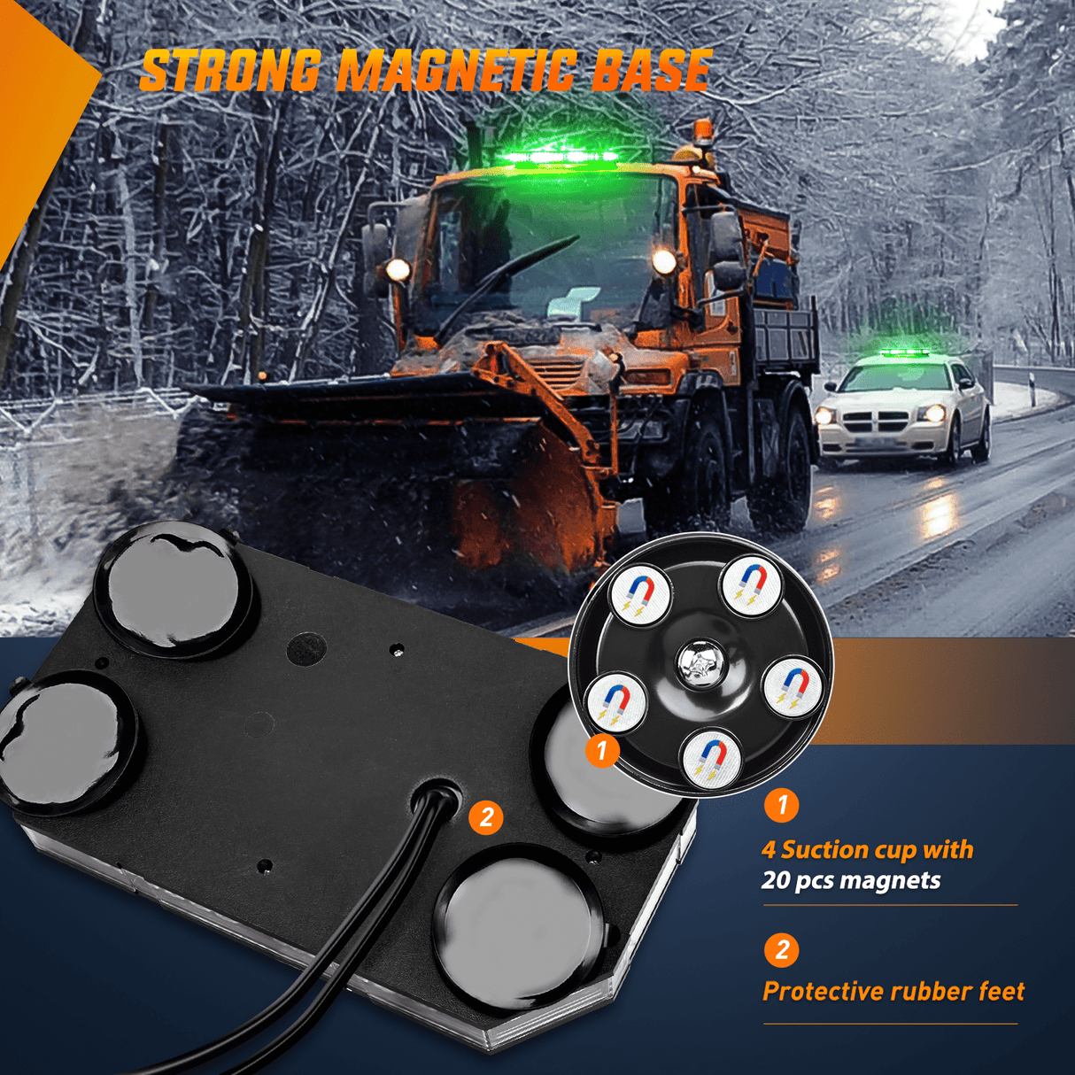 Roof Top strobe light 42 Leds Roof Top Green White Emergency Strobe Light Control Panel Magnetic Mount