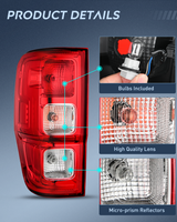 Nilight Taillight Assembly Compatible with Ford Ranger XL 2019 2020 2021 2022 2023 Rear Tail Light Lamp Replacement OE Style LED and halogen bulbs Driver Side