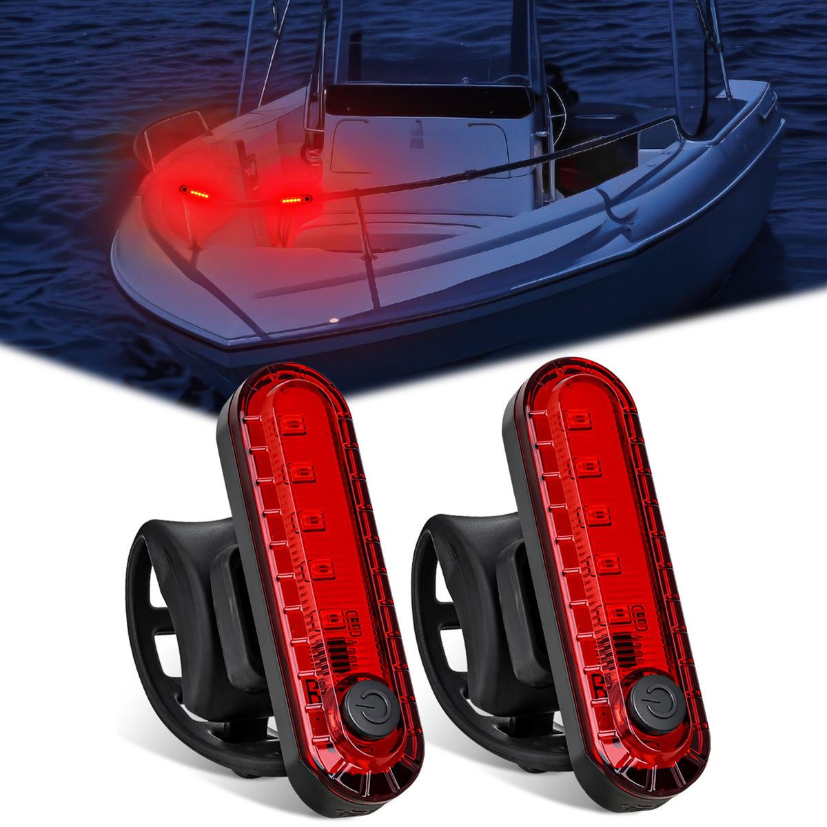 Marine Boat Navigation Light 2PCS Red Port Bow Lights Four Modes – Nilight