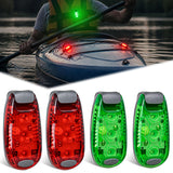 LED Safety Light 4PCS Red Green Marine Navigation Bike Tail Lights Three Modes Waterproof Reflective Gear Clip On Flash Strobe Indicator Lamp for Night Boating Fishing Cycling Jogging