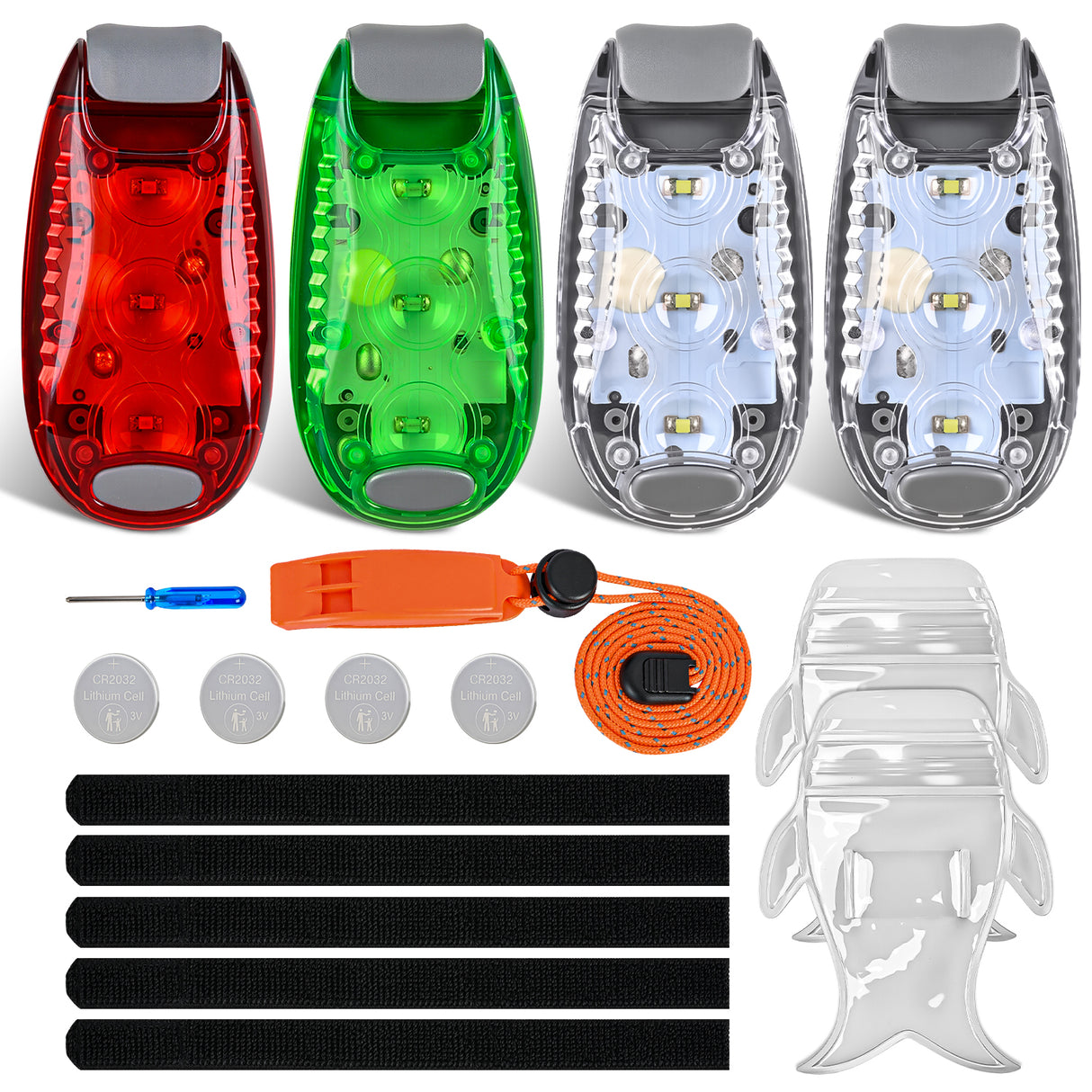 Nilight LED Safety Light 4PCS Red Green White Marine Navigation Bike Tail Lights Three Modes Waterproof Reflective Gear Clip On Flash Strobe Indicator Lamp for Night Boating Fishing Cycling Jogging