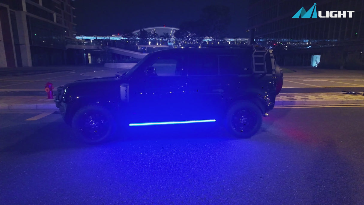 2PCS 70 Inch Emergency Strobe Light Strip with Controller 864 LED Blue Running Board Lights Flexible Side Flashing Warning Caution Safety Waterproof for Truck Construction Pickup