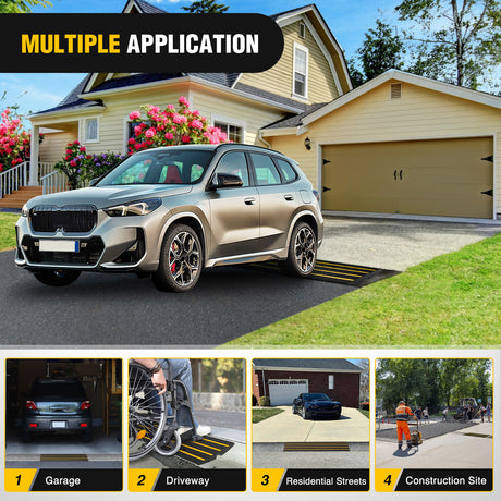 Nilight Driveway Curb Ramp, 2.6 Inch High Heavy-Duty Rubber Curbside Vehicle ramp for Car, Truck, Wheelchair Mobility, Loading Dock, Garage