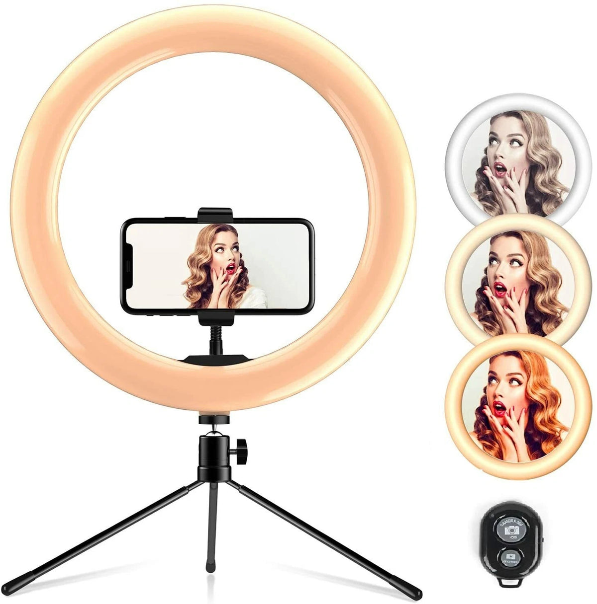 10 inch Selfie LED Ring Light Kit w/ Tripod Stand Phone Holder Dimmable Photography