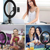 10 inch Selfie LED Ring Light Kit w/ Tripod Stand Phone Holder Dimmable Photography