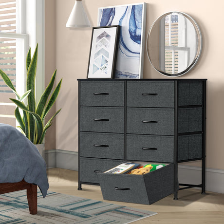 Dressers Dresser for Bedroom Storage Tower with 8 Drawers Fabric Bins Sturdy Metal Frame