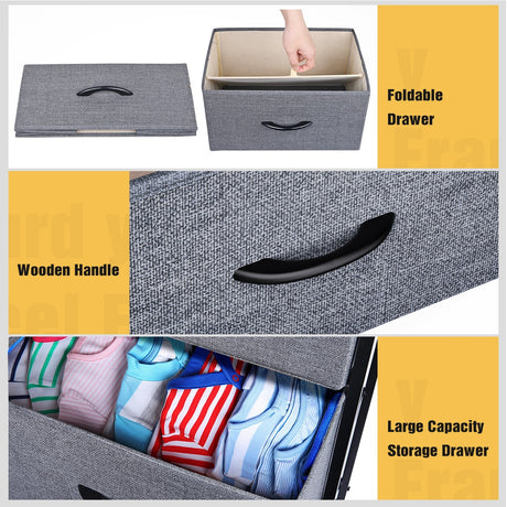 Dressers Dresser for Bedroom Storage Tower with 5 Drawers Fabric Bins Sturdy Metal Frame