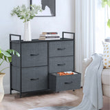 Dressers Dresser for Bedroom Storage Tower with 5 Drawers Fabric Bins Sturdy Metal Frame