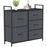 Dressers Dresser for Bedroom Storage Tower with 5 Drawers Fabric Bins Sturdy Metal Frame