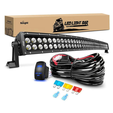 12 Inch 72W Led Light Bar Spot Flood Combo with 12V 5Pin Rocker Switch  Wiring Harness kit