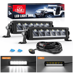 9 Inch 30W 3365LM Slim Spot Built-in EMC DRL LED Light Bars (Pair) | 16AWG DT Wire