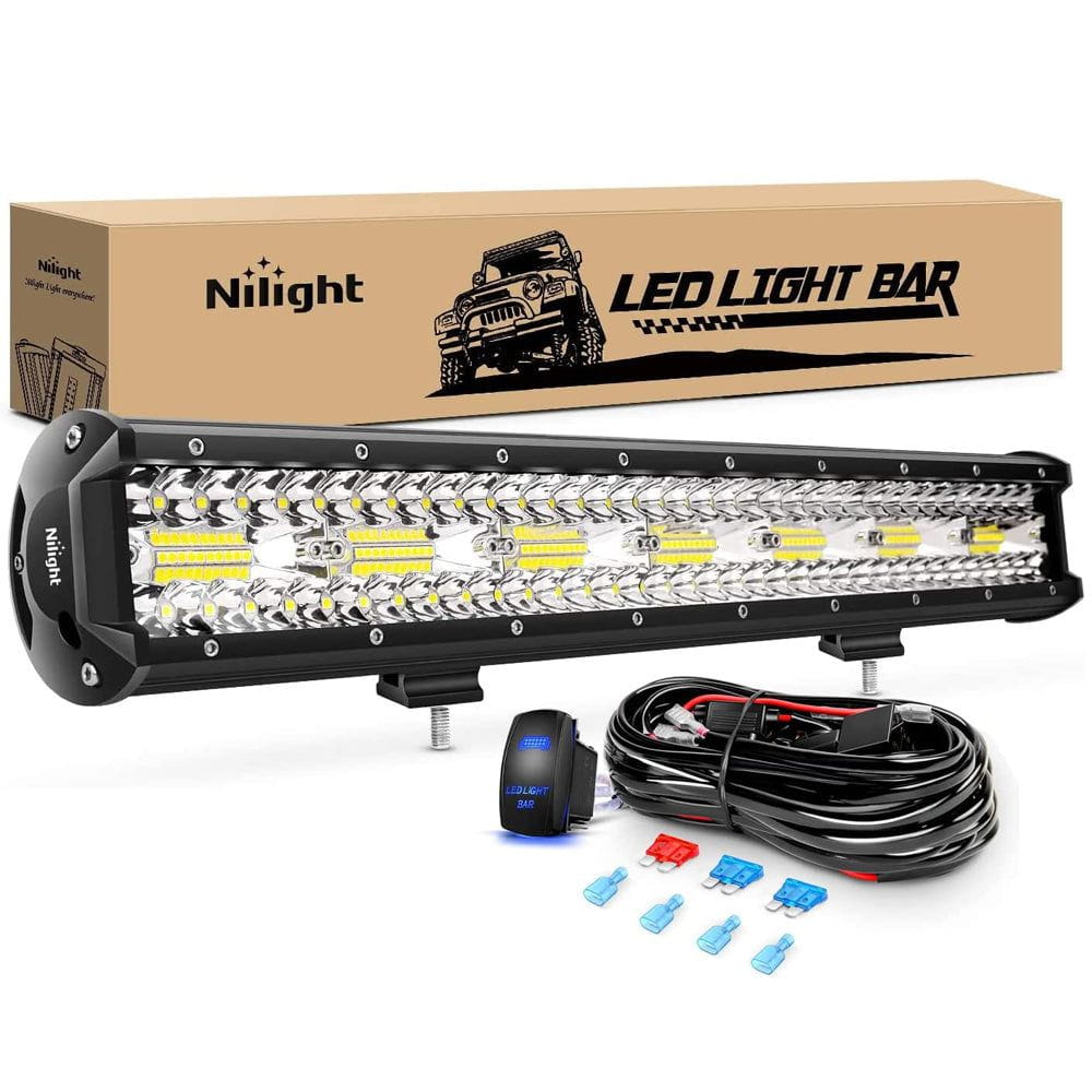 20" 420W 42000LM Triple Row Spot/Flood LED Light Bar | 16AWG Wire 5Pin Switch Nilight