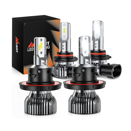 H13/9008 LED Headlight Bulbs | H10/9145/9140 Fog Light Bulbs Combo E20 Series 6000K IP67 | 4 BULBS Nilight